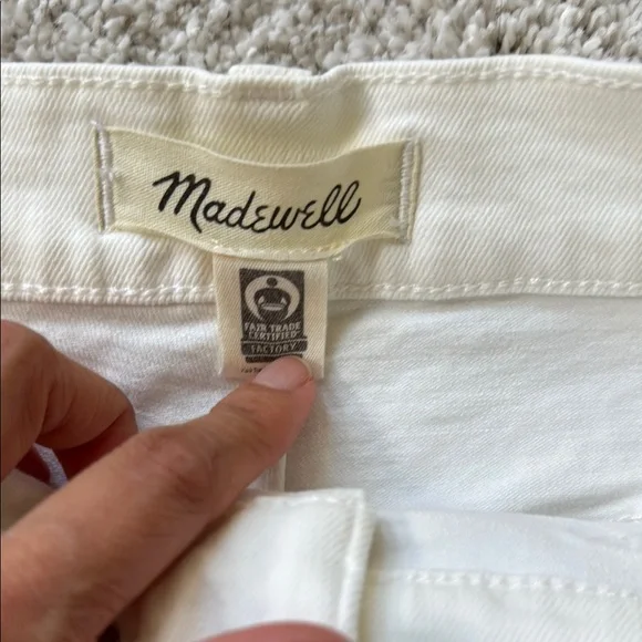 Madewell High Rise Sailor White Jean Shorts - Picture 3 of 5